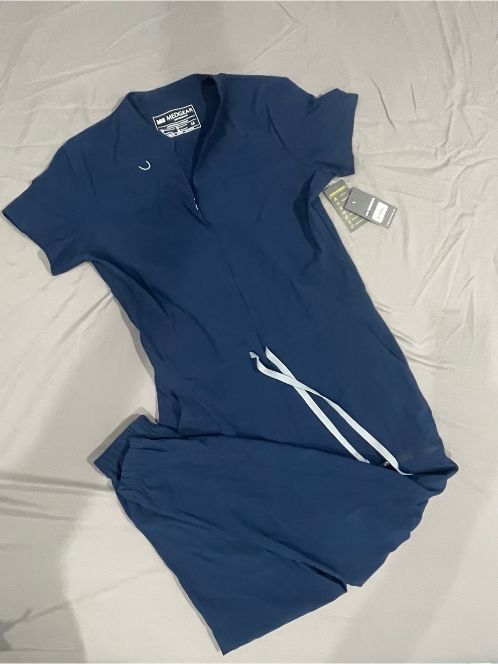 MedGear Women's Navy Utility Scrub Jumpsuit with Drawstring